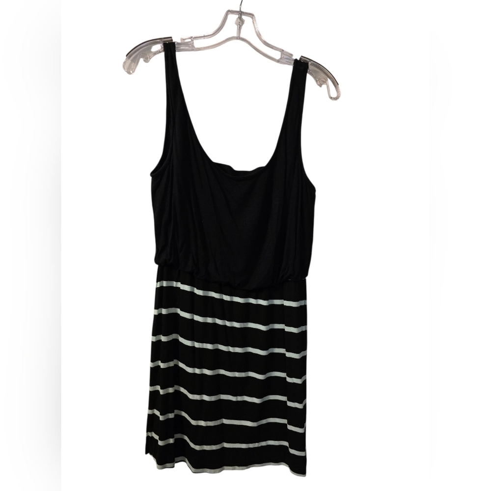 Mimi Chica Black and Light Mint Striped Sleeveless Dress